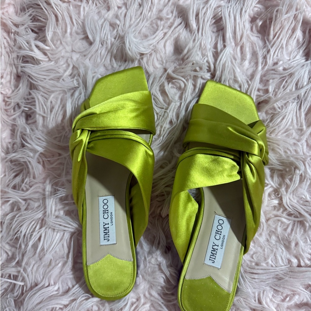 Jimmy Choo Lime Green Satin Women's Shoes